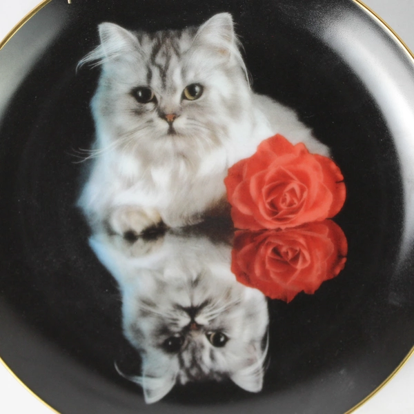 1993 Danbury Mint Coming Up Roses Reflections Cat Plate By Richard Stacks  