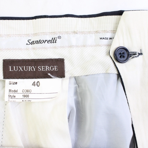 Santorelli Luxury Serge Como Style 1900 Black Dress Pants Men's Size 40 Flawed