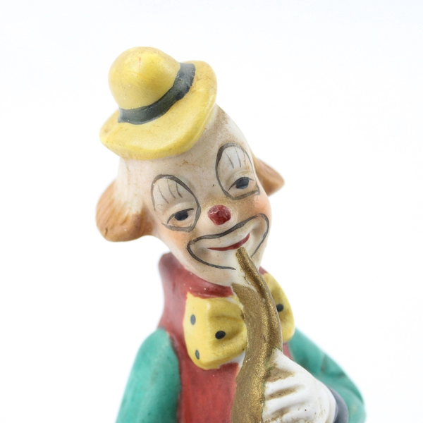 Vintage Ardco Porcelain Pot Belly Clown With Saxophone Figurine