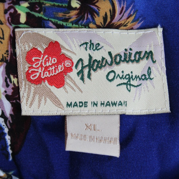 The Hawaiian Original Blue Ukulele Tropical Pattern Collar Button Down Men's XL