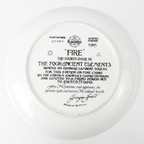 1985  Knowles The Four Ancient Elements Plate 4 Fire By Georgia Lambert