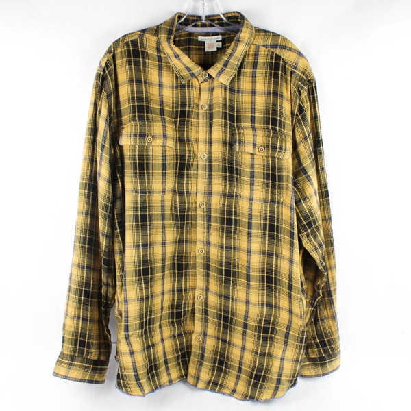Carbon 2 Cobalt Yellow Blue and Black Plaid Button-Up Men's XL