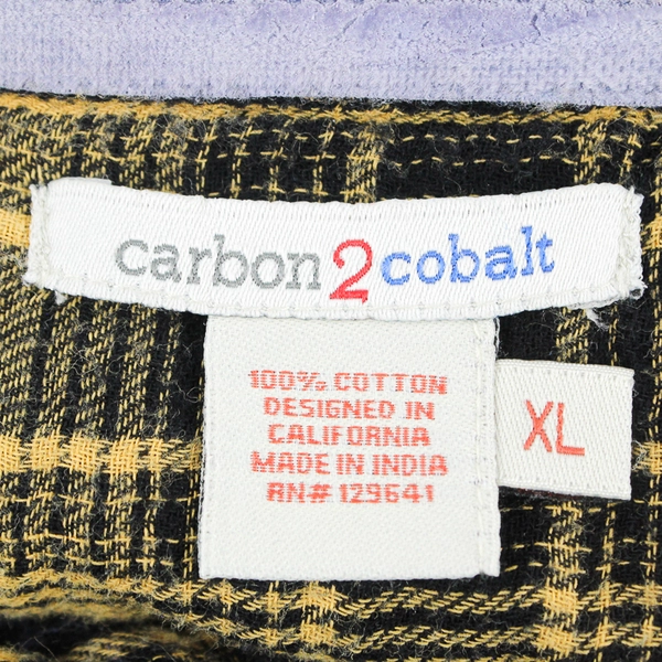 Carbon 2 Cobalt Yellow Blue and Black Plaid Button-Up Men's XL