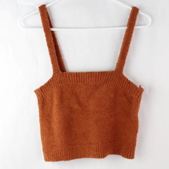 Forever 21 Brown Fuzzy Knit Crop Top Tank Women’s Size L - Cozy Casual Top