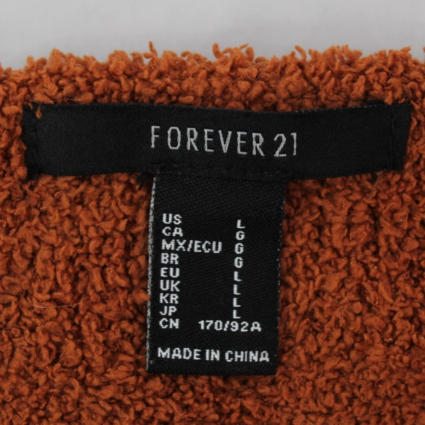 Forever 21 Brown Fuzzy Knit Crop Top Tank Women’s Size L - Cozy Casual Top