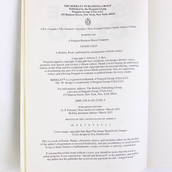 C J Box's Stone Cold 2015 Paperback A Joe Pickett Novel