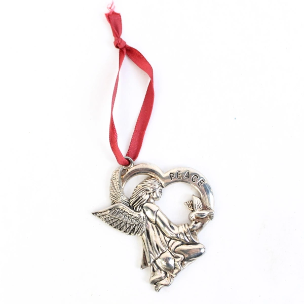 Gorham Silver Plated Angel Heart Peace Hanging Ornament