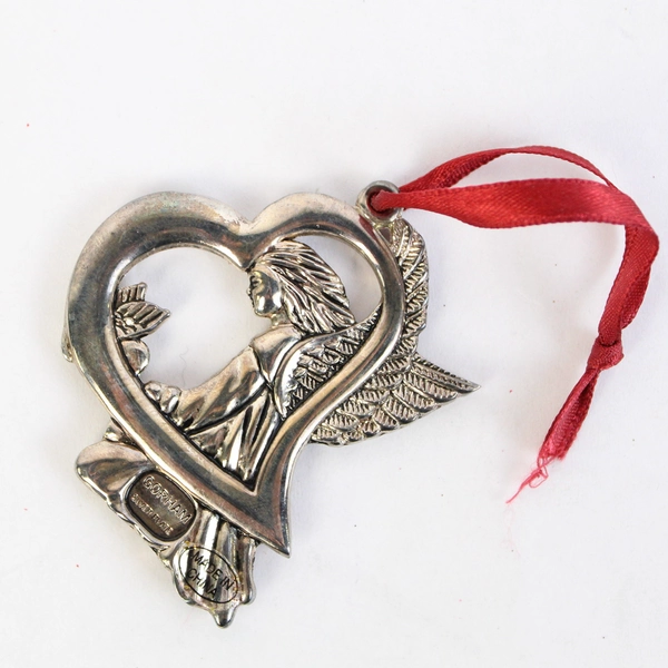 Gorham Silver Plated Angel Heart Peace Hanging Ornament