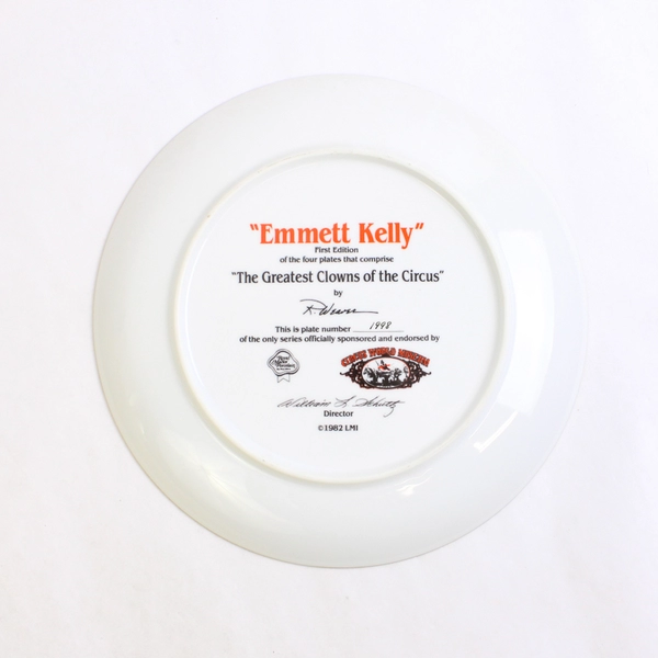 Royal Manor "Greatest Clowns of Circus" Plate Emmett Kelly 1st Ed 1998 R Weaver