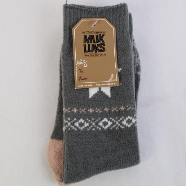 Muk Luks: Wear Your Way of Life Crew Length Socks Women's Size 6-11 Gray 