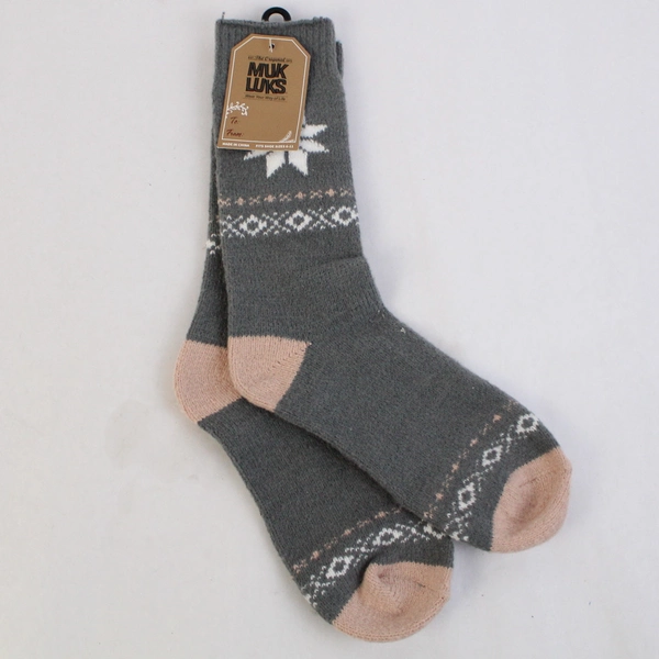 Muk Luks: Wear Your Way of Life Crew Length Socks Women's Size 6-11 Gray 