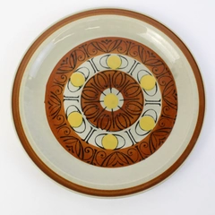 Vintage 70s MCM Topaz Stoneware Sunburst Pattern Charger Plate 12"