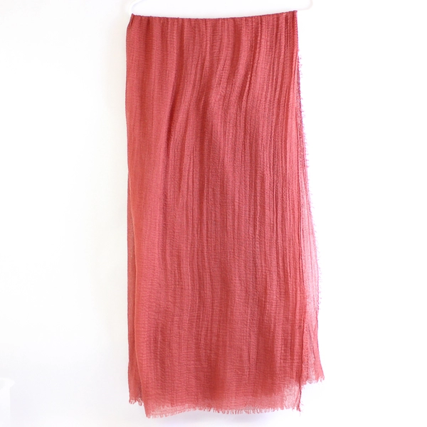 Women's Red Scarf with Embroidered Anthropomorphic Bird Design 74"