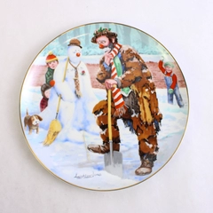 Dave Grossman Collector Plate "Emmett The Snowman" Emmett Kelly Clown Christmas