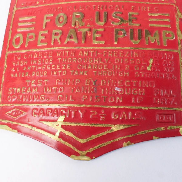 Vintage General Quick Aid Fire Guard Safety Rules Sign Red & Gold 10.5"