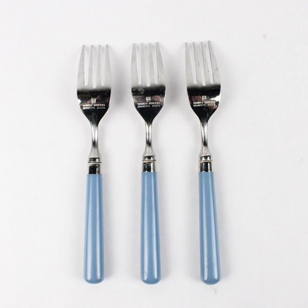 Lot of 3 Stanley Roberts Spectrum Slate Blue 6.75" Salad Forks Stainless Steel