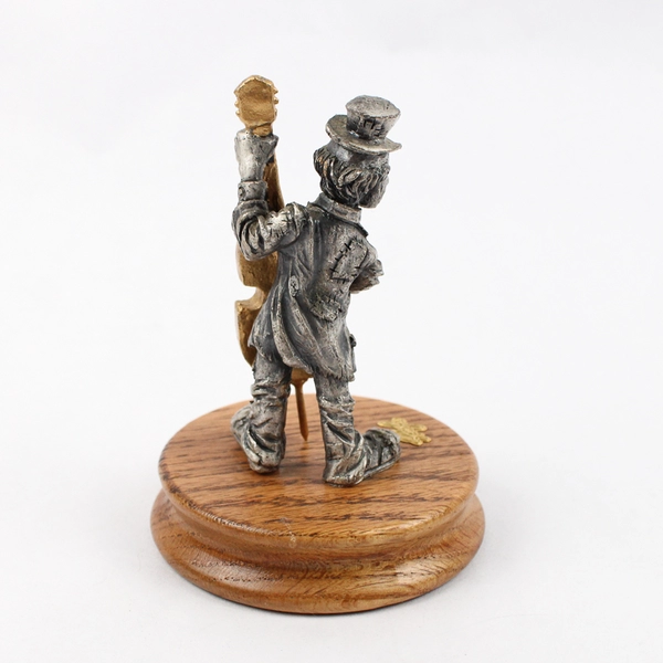 1989 Ron Lee Pewter Hobo Band Cello Player Figurine With Wood Base