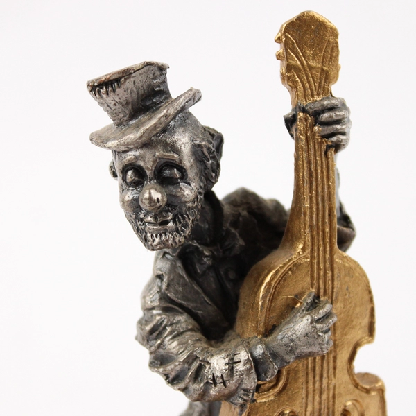 1989 Ron Lee Pewter Hobo Band Cello Player Figurine With Wood Base