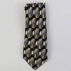 Tandy American Gallery Black Gray and Gold Men's Silk Necktie 57"