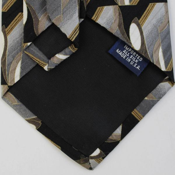 Tandy American Gallery Black Gray and Gold Men's Silk Necktie 57"
