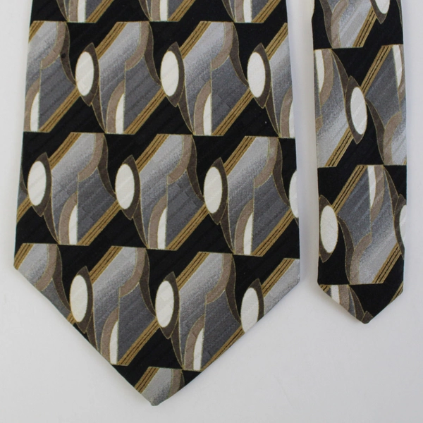 Tandy American Gallery Black Gray and Gold Men's Silk Necktie 57"