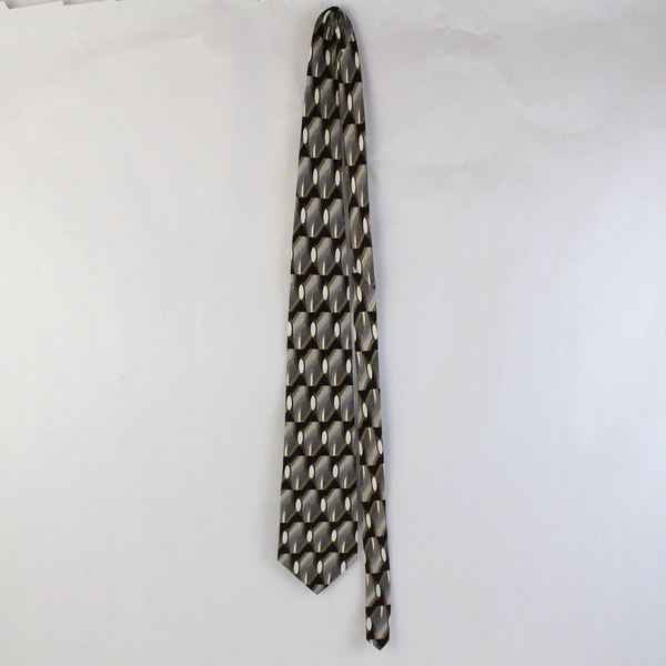 Tandy American Gallery Black Gray and Gold Men's Silk Necktie 57"
