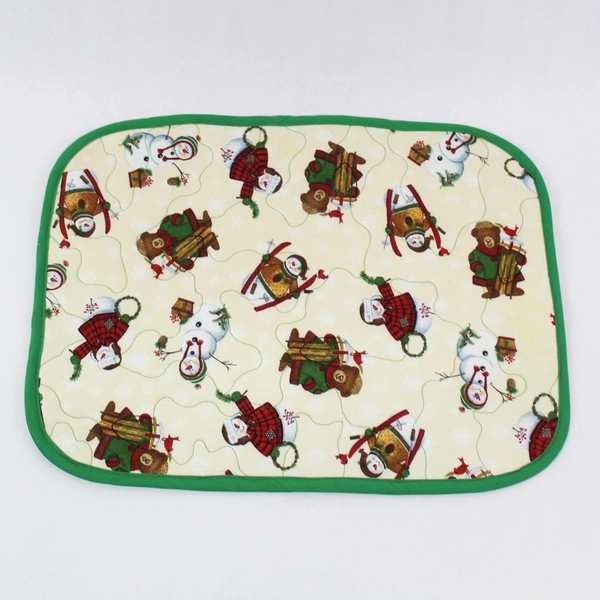 Set of 4 Christmas Snowman & Bear Placemats 12x16" - Festive Holiday Decor