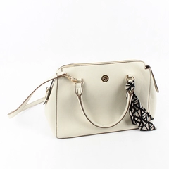 Anne Klein White Faux Leather Crossbody Shoulder Bag Gold-Tone Hardware