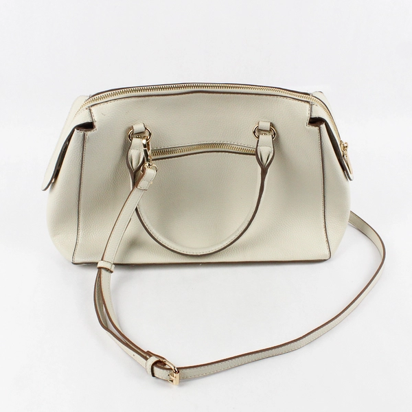 Anne Klein White Faux Leather Crossbody Shoulder Bag Gold-Tone Hardware