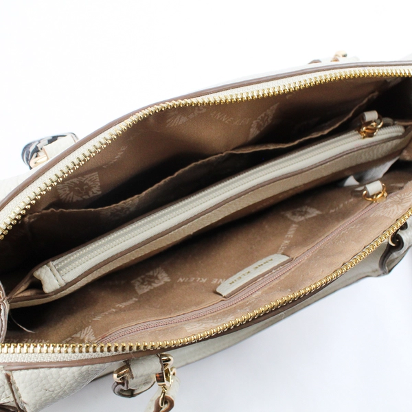 Anne Klein White Faux Leather Crossbody Shoulder Bag Gold-Tone Hardware