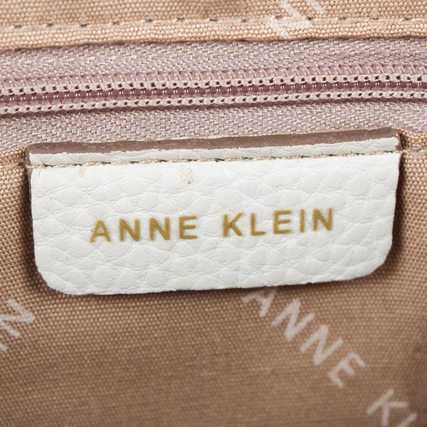 Anne Klein White Faux Leather Crossbody Shoulder Bag Gold-Tone Hardware