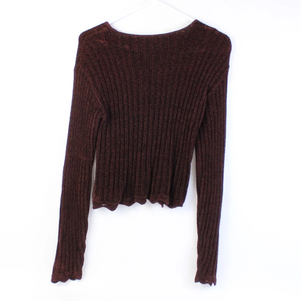 Unbranded Burgundy Long-Sleeved Knit Sweater Women's Size Medium