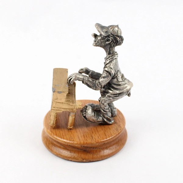 1989 Ron Lee Pewter Hobo Band Piano Player Figurine With Wood Base