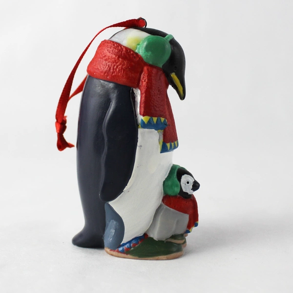2001 Hallmark "Safe and Snug" Penguins Ornament - Porcelain with Box