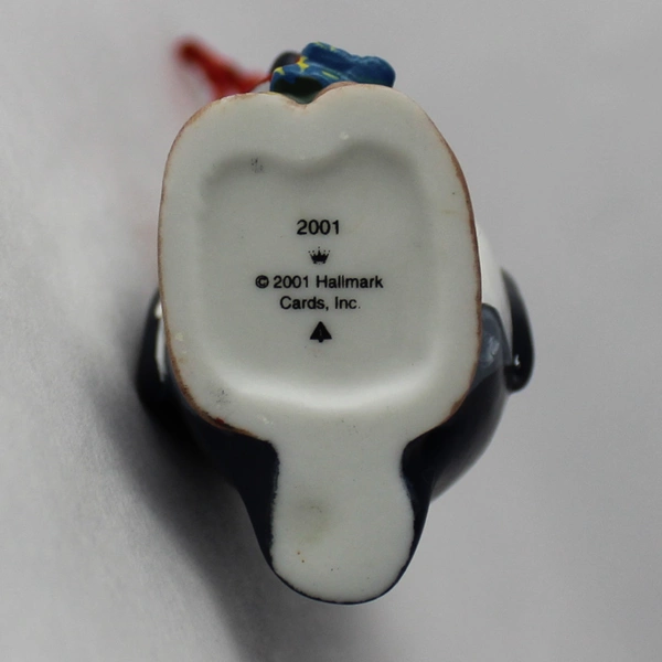 2001 Hallmark "Safe and Snug" Penguins Ornament - Porcelain with Box