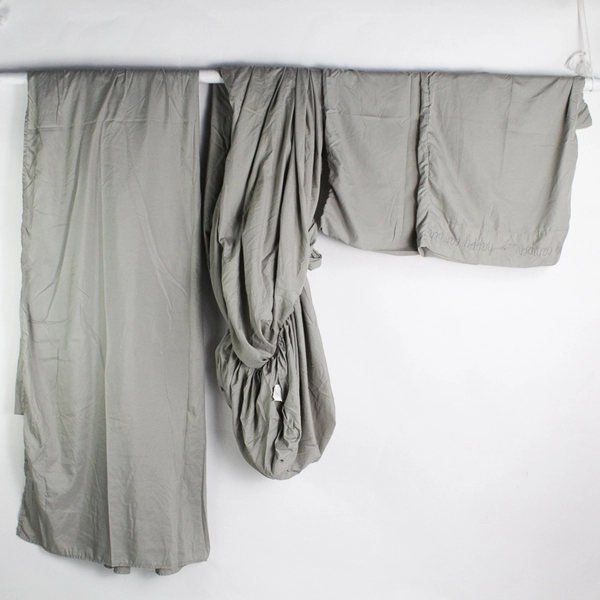 4 Pc Set Gray Embroidered Happy Camper Full Size Bedsheets & Pillowcases