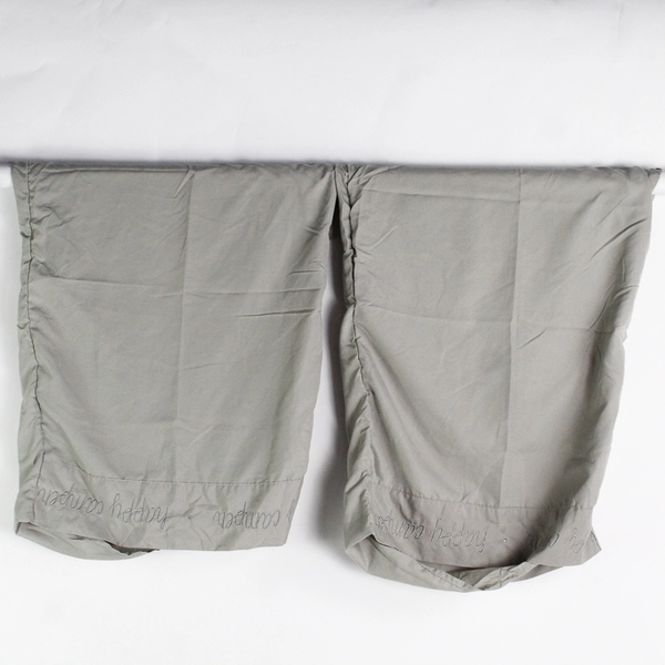 4 Pc Set Gray Embroidered Happy Camper Full Size Bedsheets & Pillowcases