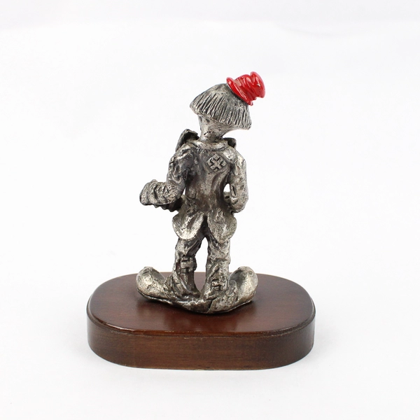 1983 George Good Pewter Accordion Player Clown Figurine With Wood Base