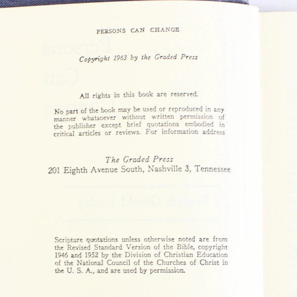 Persons Can Change by Francis Gerald Ensley HC 1963 Ex-Library