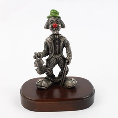 1983 George Good Pewter Violin Player Clown Figurine With Wood Base