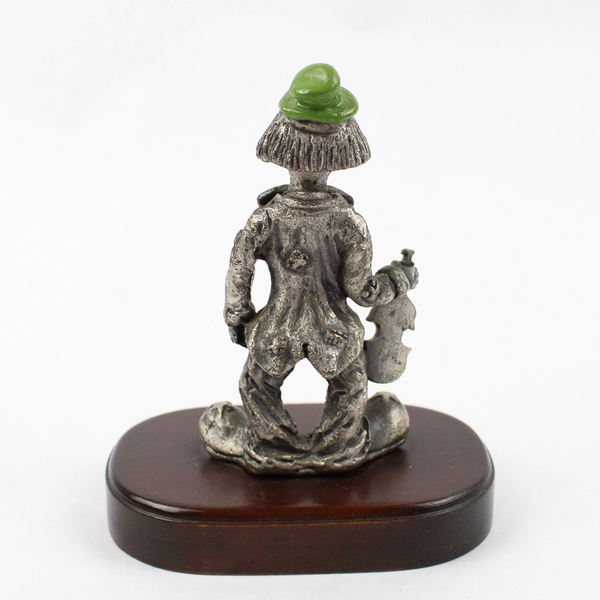 1983 George Good Pewter Violin Player Clown Figurine With Wood Base