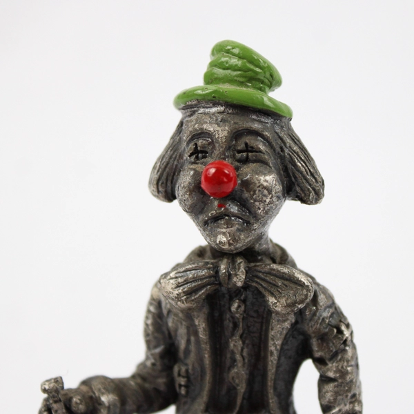 1983 George Good Pewter Violin Player Clown Figurine With Wood Base