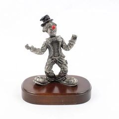 1983 George Good Pewter Hitchhiker Clown Figurine With Wood Base