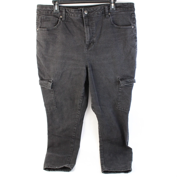 No Boundaries Black Cargo Jeans Zip Fly Stretch Women's Junior Size 17