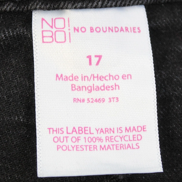 No Boundaries Black Cargo Jeans Zip Fly Stretch Women's Junior Size 17