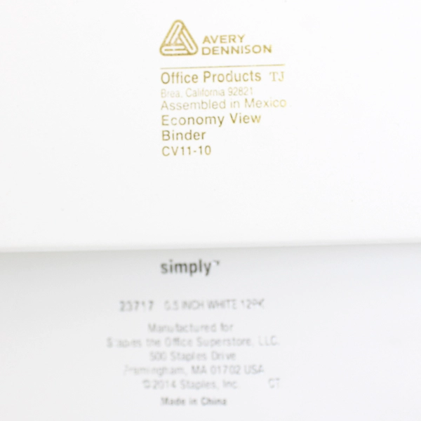 Lot of 4 White 3-Ring Binders 1/2" and 1" School Office Supplies