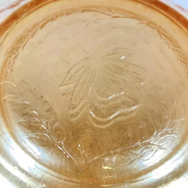 Vintage Jeannette Glass Floragold Ruffled Bowl 9.75" - Small Chip Present