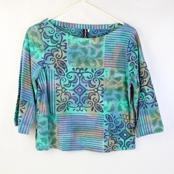 Winter Sun Multicolor Printed 3/4-Sleeve T-Shirt Women's Small