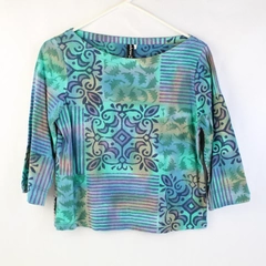 Winter Sun Multicolor Printed 3/4-Sleeve T-Shirt Women's Small