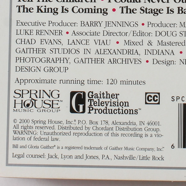 Because He Lives Bill Gaither Gospel VHS 2000 - Pre-Owned, As-Is